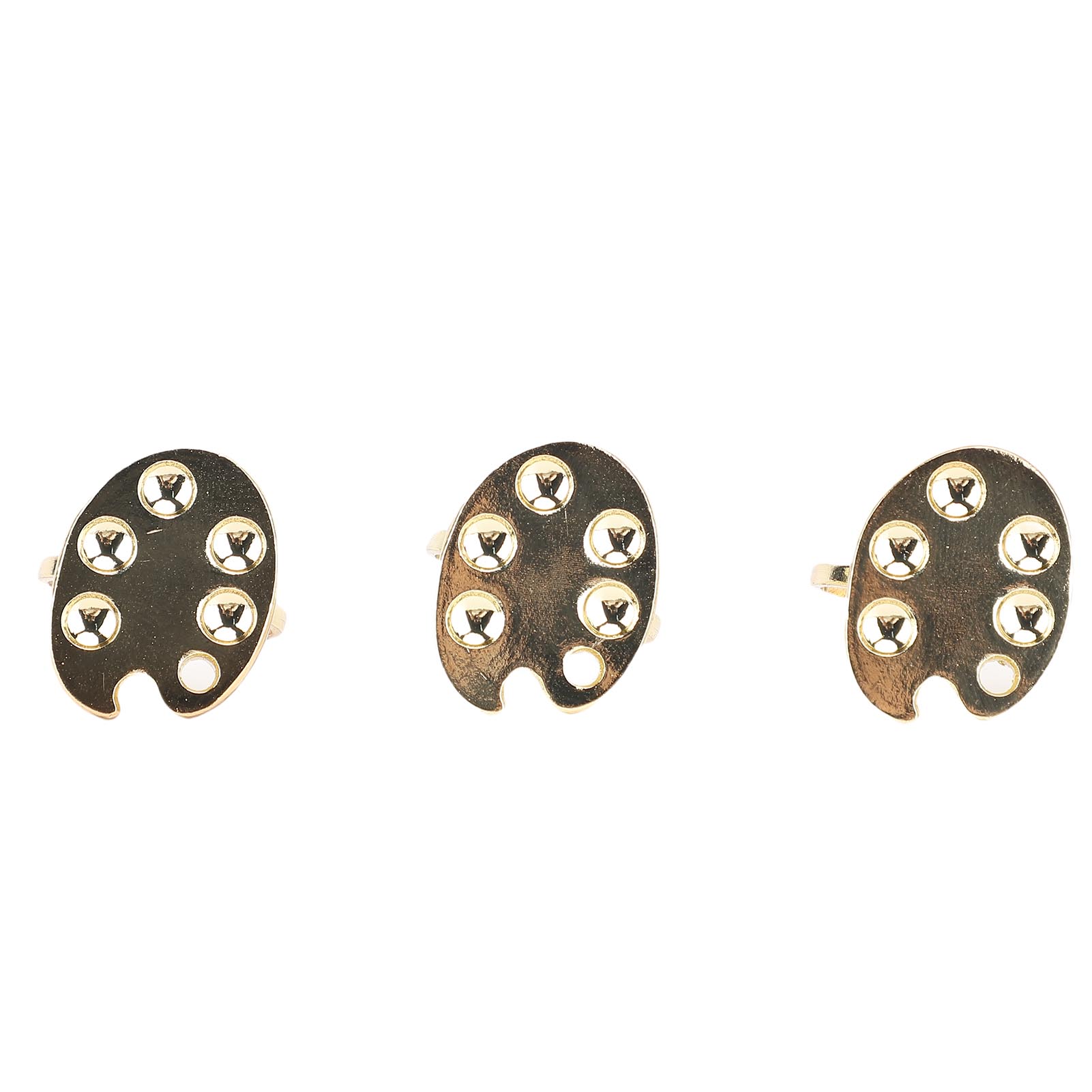 

3PCS Mini Nail Art Palette Finger Rings Aluminum Wearable Metal Manicure Palette Nail Polish Mixing Plate for Nail Art Display