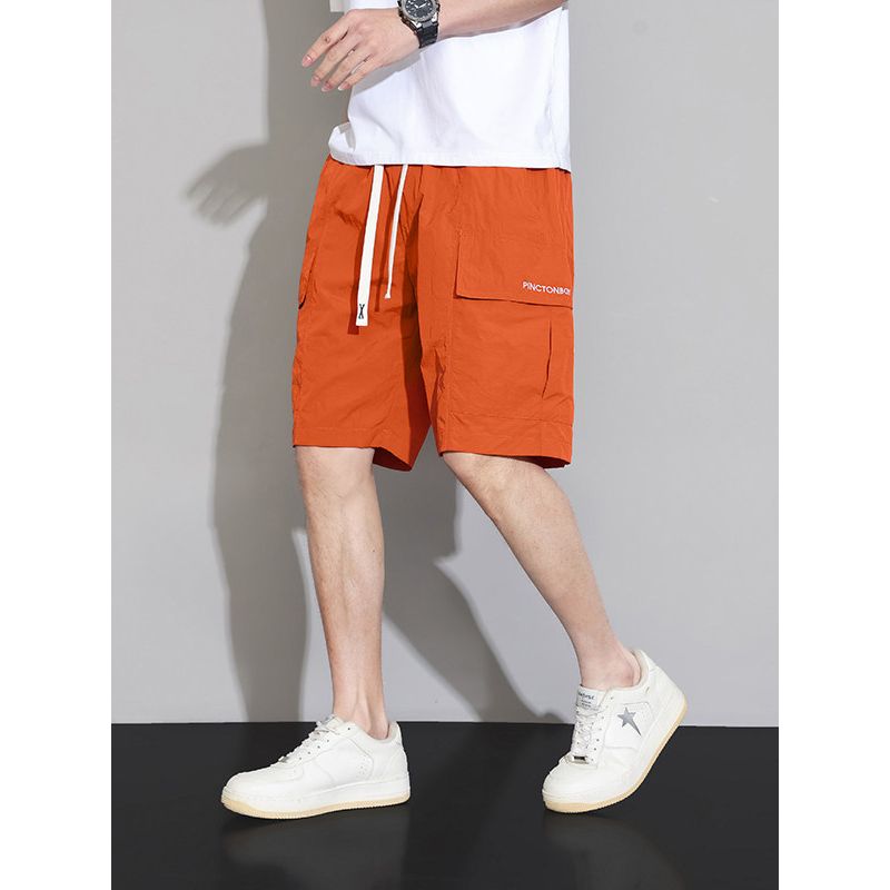 Men's American-Style Shorts, Summer Thin Style, 2025 New Model, Workwear Five-Point Pants, Drawstring Ice Silk Quick-Dry Pants