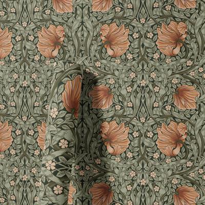1 ud. Papel Pintado Adhesivo Floral Vintage Despegar y Pegar Murales de Pared Botánicos Verde Salvia/Mandarina Decoración para el Hogar Cocina Dormitorio