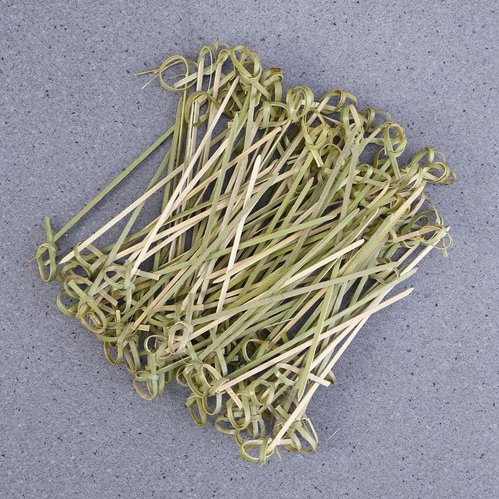 100pcs Looped Knot Cocktail Bamboo Skewers 9/12/15cm Bamboo Knot Skewers Fancy Toothpicks  Drinks
