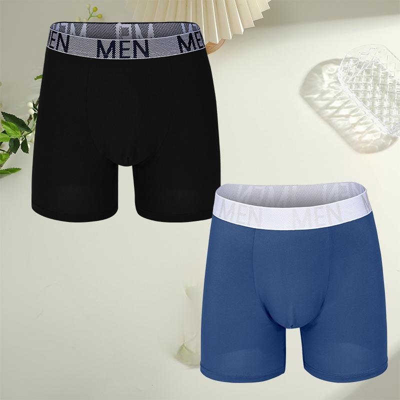 FINETOO 2Pcs Teenagers To Adults Parent-child Boyshort Simple Fashion Plus-size Shorts Men's Comfortable Underwear Elastic Waist