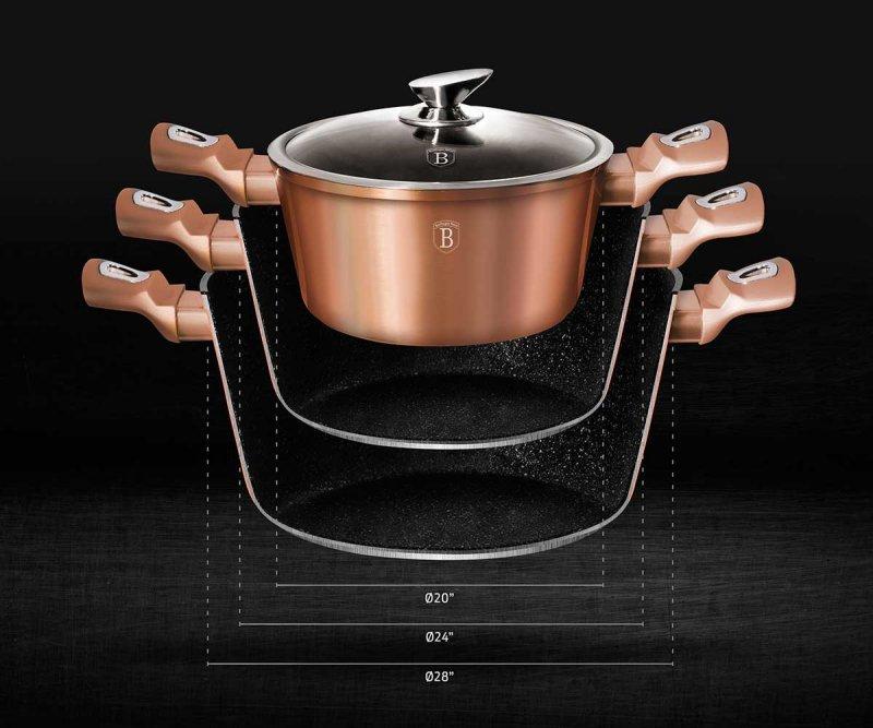 Zestaw Garnków Granitowych Berlinger Haus Bh-7058 Rose Gold 13 Elem.
