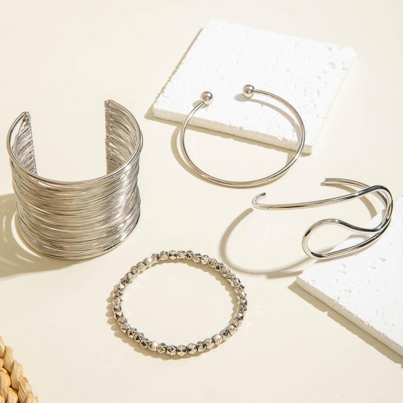Geometric pleated metal bracelet light luxury bracelet multi-layer stacked bracelet women