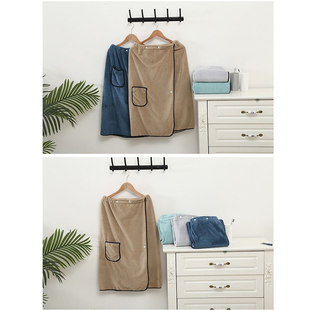Coral Fleece Wearable Towel Soft Comfortable Beach Wrap Thick Design Bath Skirt  Pool Use