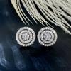 Huitan Simple Round Shaped Women Stud Earrings Full Shining Cubic Zirconia Trendy Versatile Lady Party Daily Accessories Jewelry