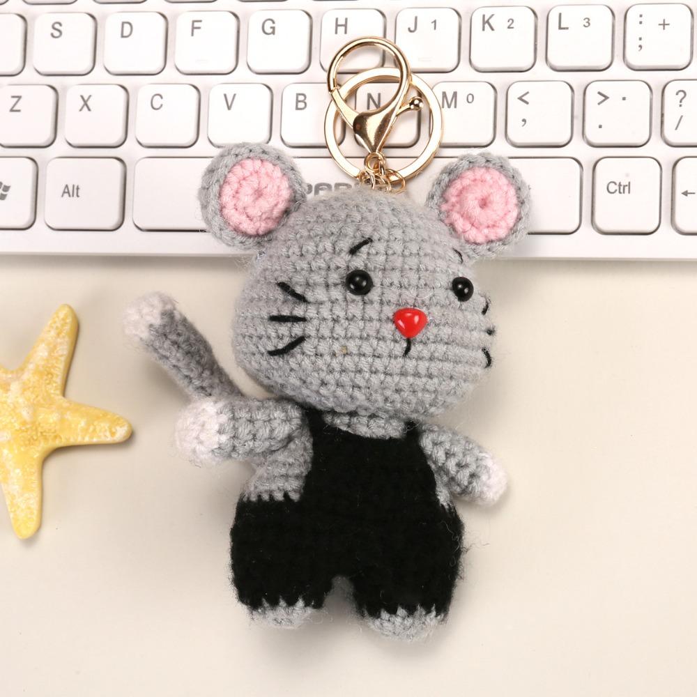 Backpack Charm Knitted Animal Keychain Handwoven Crochet Doll Key Ring Animal Pendant  Friend Gifts