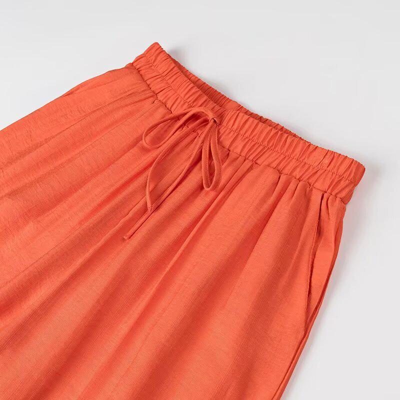 2025 Summer Women's European & American Style Solid Color Camisole Top + Long Pants Set