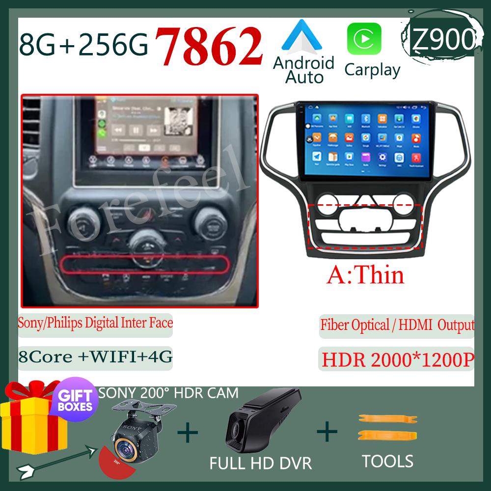 Video Carplay Android 14 Pentru Jeep Grand Cherokee WK2 2014 Radio Auto Multimedia Auto Player Stereo Monitor TV GPS DVD DSP IPS BT