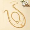 A Set of 2 Multi-layer Buckle Disc Pendants, Chain Necklaces, and 1 Bracelet Set Are Suitable for Women and Girls Parties.