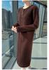 Women's Mink Cashmere Cardigan - Round Neck, Long Sleeve, Soft, Fluffy, Loose Fit, Mid-Length Knit Wool Sweater for Autumn/Winter.