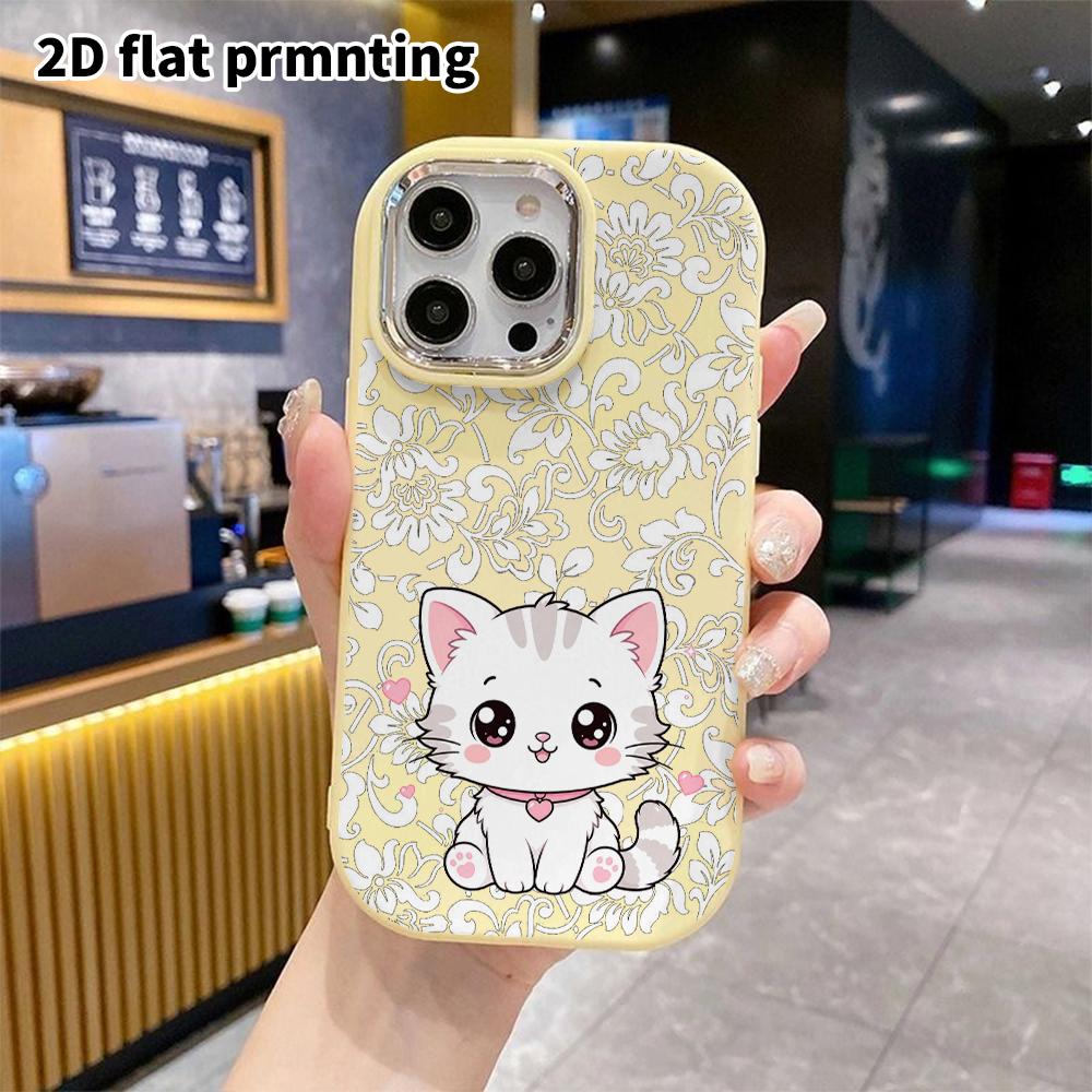 Phone Case: 2D Flat Design Suitable for iPhone 18 17 16 15 14 13 Pro, Couple Style, Little White Cat, Christmas and Halloween Gifts