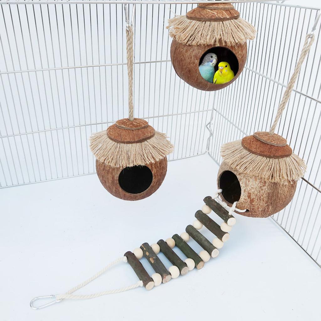 Birds Hut Parrots Nest Hanging Tree House for Small Bird Hamsters Portable Bird Chewing Toy Nest Bed Bird Cage Toy