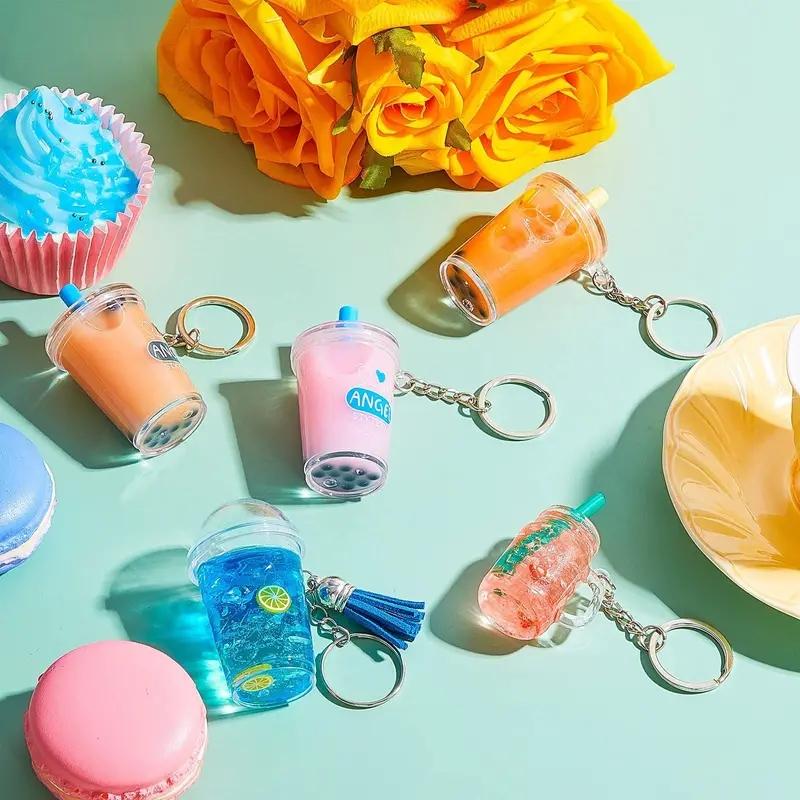 100Pcs Mini Cup Summer Drinks Pendants DlY Keychain Making Accessories,for DIY Keychain Decors Making Kit