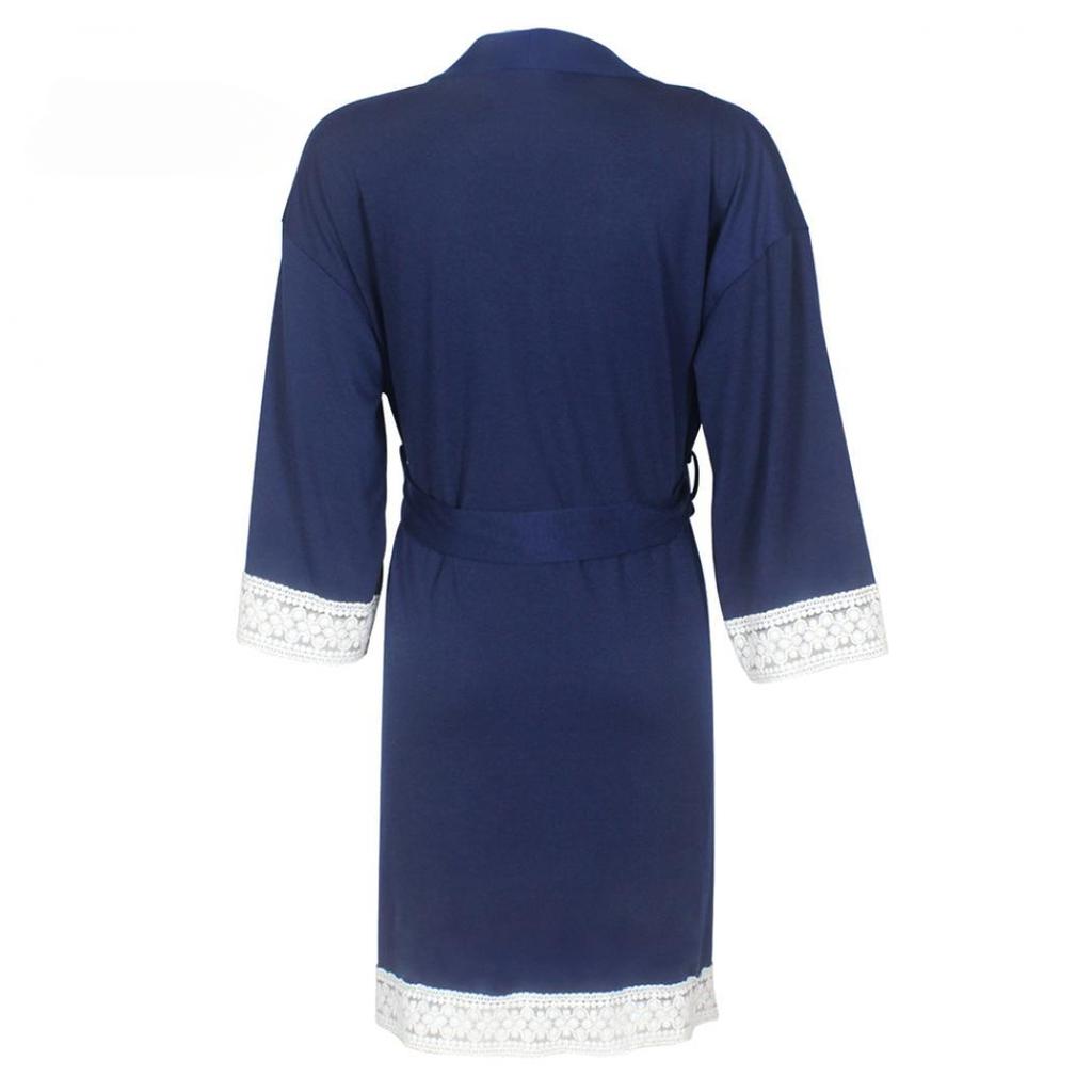 Women's Bathrobe Gown Maternity Nursing Nightdress Robe Kimono Pyjamas Cardigan Sleep Dress