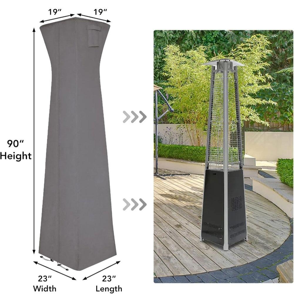 Waterproof Outdoor Heater Cover for Pyramid Patio Heaters with Ventilation and Secure Fit Elastic Hem and Zipper