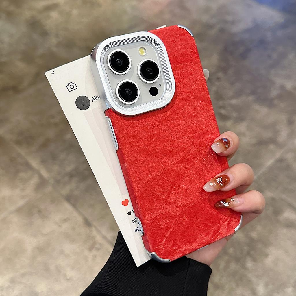 Samt-Schutzhülle „Snow Mountain“ für iPhone 17 Air, 16, 15, 14 Plus, 13, 12, 11 Pro Max – Stoßfeste, matte Lederoptik