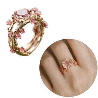Fade-Resistant Trendy Rings Inlaid Zircon Finger Decoration Flower Ring  Jewelry Accessories