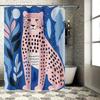 Animal Print Shower Curtain: Pink Leopard With Blue Background Perfect For Bathroom Decor!