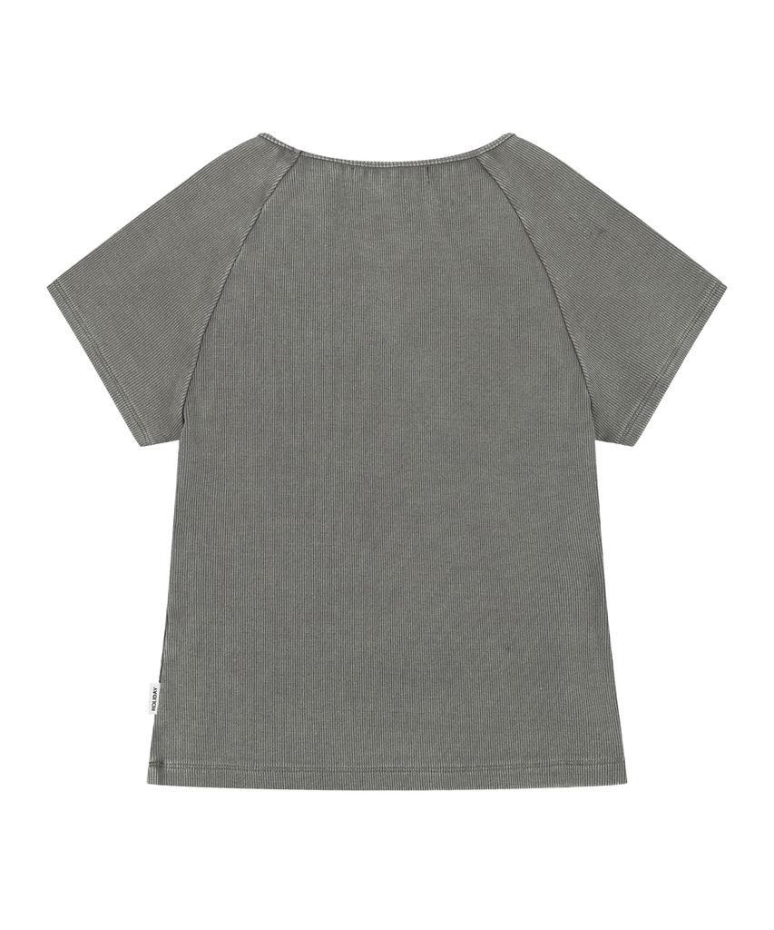 ORDINARY HOLIDAY Lace Up Sleeves T-Shirt [Grey]