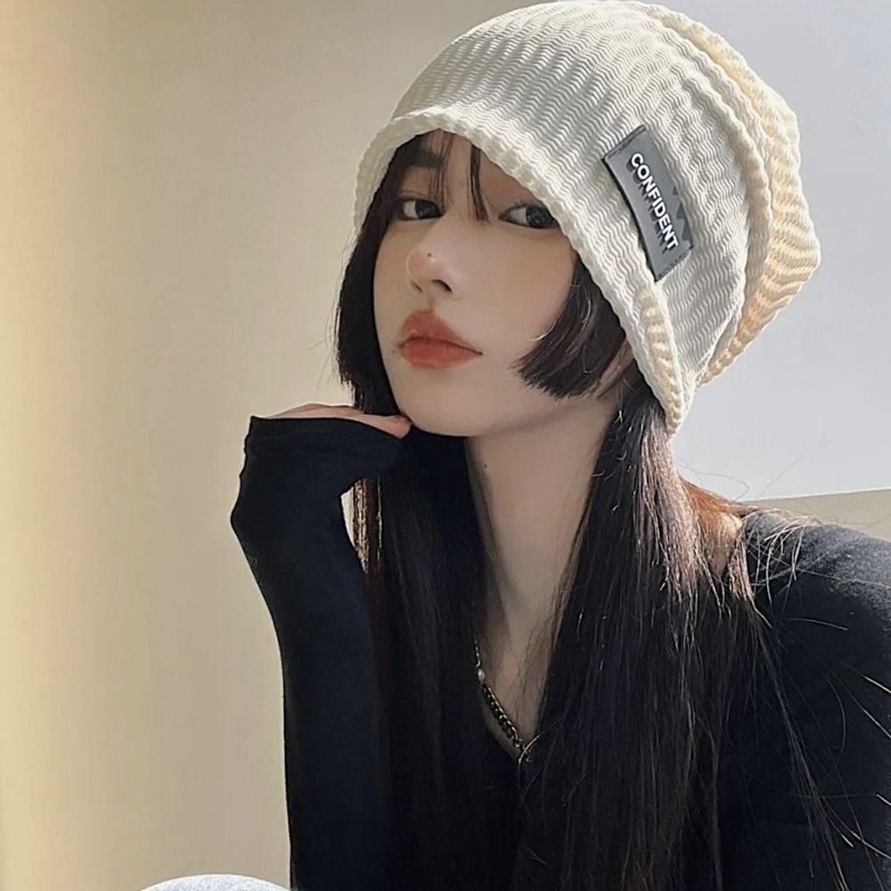 

Korean Style Beanie Hat Woolen Skull Cap Soft Letter Knitted Hat Men