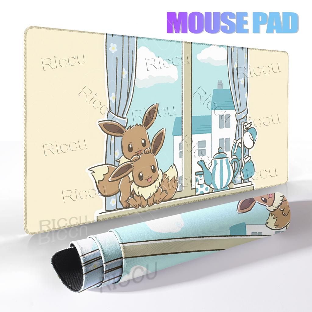 Mouse Pad Gaming Computer Accessories Eevee Pattern Mechanical Keyboard Rug XXL P-pokemon Desktop Carpet Kawaii Rubber Tablemats