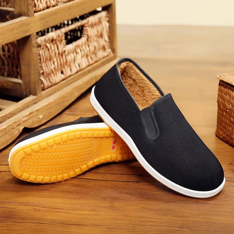 

2024 Winter New Men s Cashmere Cotton Shoes Beef Tendon Sole Non-slip Casual Warm Men s Shoes Large Size 36-50 50 чёрный