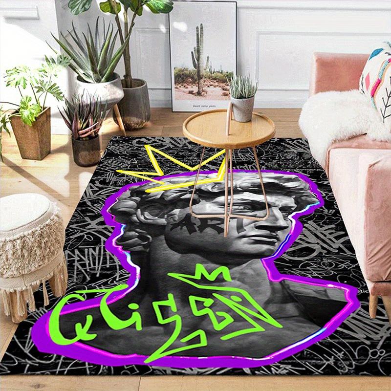 1pc Handsome David Pattern Area Rug, Anti slip Non Shedding Stain Resistant Carpet