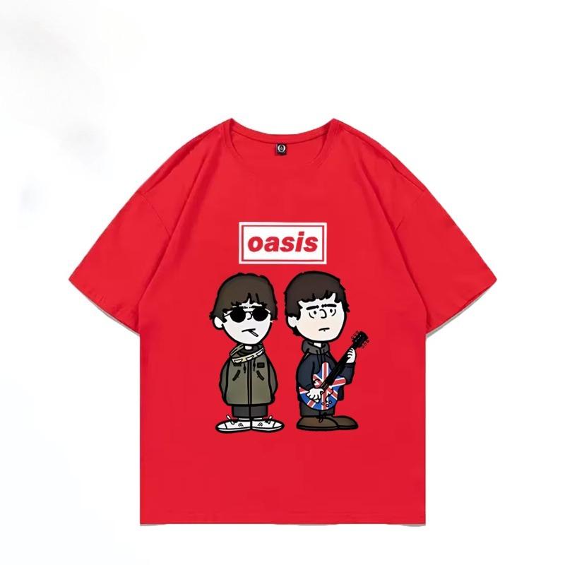 British Rock Band O-Oasis Live 25 Punk T-shirt Men Women's Cartoon Vintage Hip Hop Streetwear Summer Cotton Short Sleeve Top