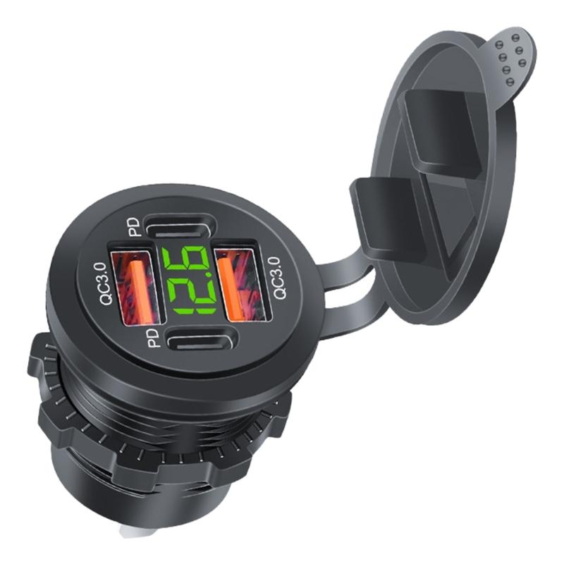 

12V-24V USB Power Outlet Car USB Charging Socket Double QC3.0+Double PD Type-C Outlet USB Port for Car Boat Marine Truck