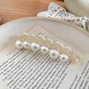 Pearl Banana Clip, Flat-Clip Elegant Headpiece, Vertical Ponytail Hair Clip, Simple Style Hair Accessory