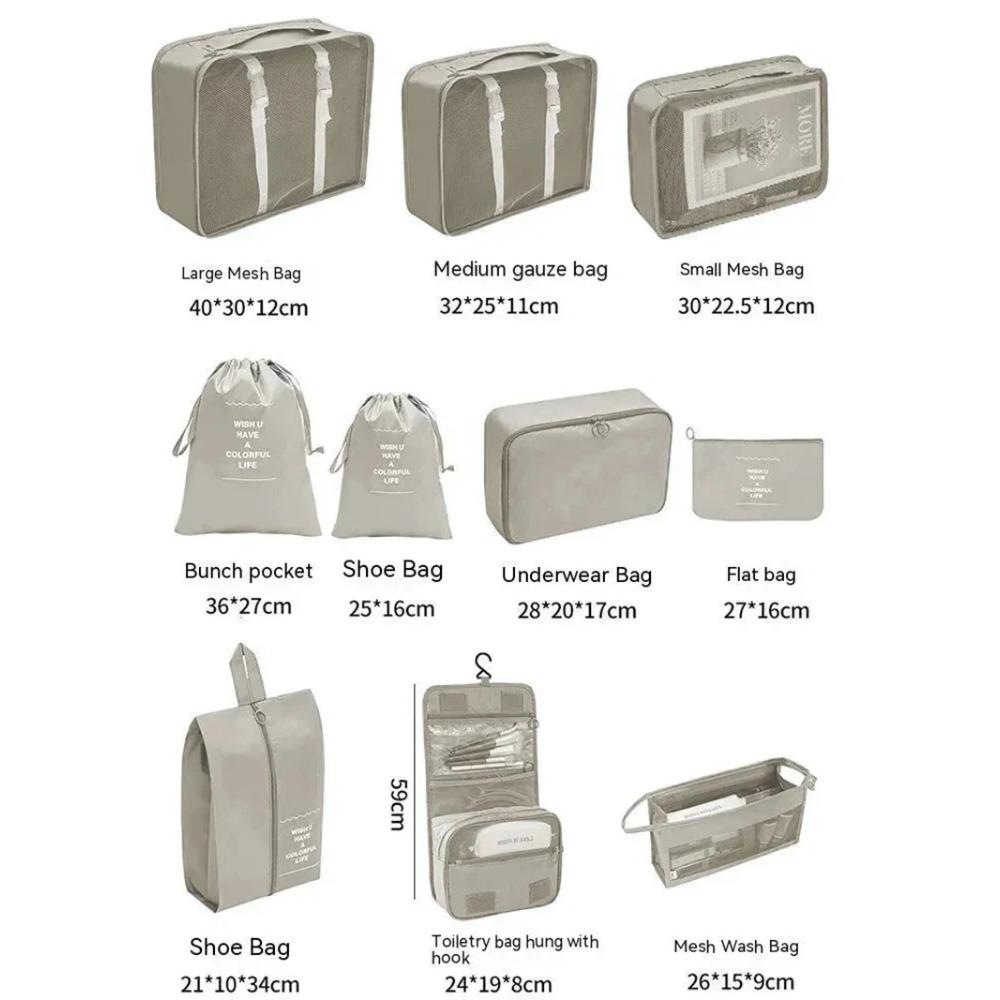 7/10 Stück Set Reise-Organizer Aufbewahrungstaschen Koffer Packwürfel Hüllen Tragbarer Kleiderschrank Gepäck Kleidung Schuhbeutel Faltbar
