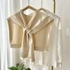 Dongdaemun Korean-Style Knitted Crossover Cape: Double-Sided High-End Shawl & Square Scarf for Spring/Summer
