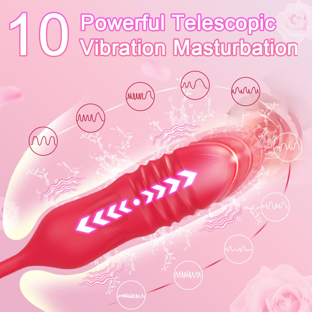 Rose-Toy Dildo Thrusting Vibrator for Women Egg Clitoris Sucker Stimulator Tongue Licking Adults Goods Sucking Sex Toys Female