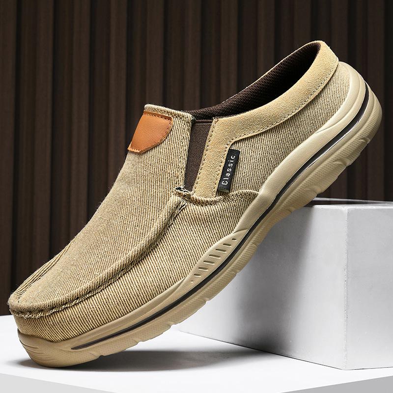 Summer loafers large size casual men's shoes light foot cover half drag outside wear one pedal driving lazy shoes men