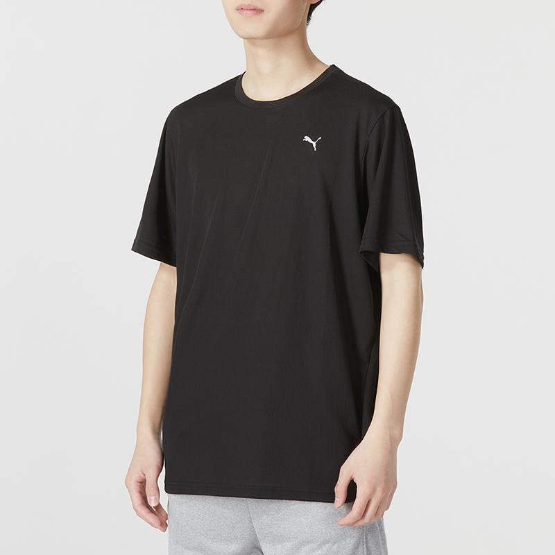 Puma American Retro Solid Color Logo Print Round Neck Loose Short Sleeve T-Shirt With Dropped Shoulders Men Tops Black 520759-01