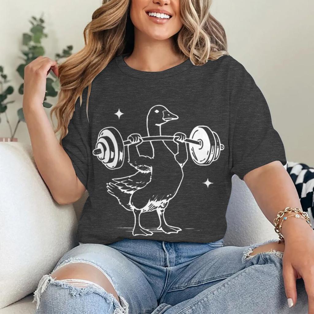 Gym Goose Weightlifting T-shirt Women Unisex Fun Fitness Duck Animal Lover Casual Unisex Streetwear Tee Gifts Tops