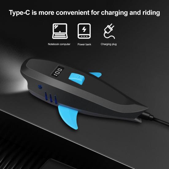 Kids Bicycle Shark Horn Light Waterproof USB Rechargeable 120dB High Decibels 400 Lumens Universal Night Riding Road Bike Headlight Front Lamp
