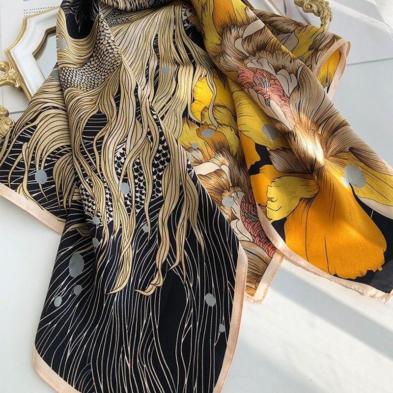 Spring And Summer Silk Chinese Square Scarves Go Out To The Street With Mulberry Silk Silk Scarves With Fresh Green Silk Scarves And Shawls.