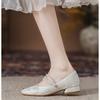 Fashion Low Heel Elegant Ladies Pumps Pearl Square Toe Women's Shoes Vacation on Offer Y2k High Quality Slip Spring Young Popular 39 Non