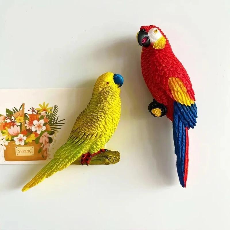 1/2PCS Personalized creative rural 3D parrot refrigerator sticker home decoration sticker resin refrigerator sticker decoration