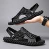 Fashion Classic Outdoor Men Sandals Handmade Leather Summer Flats Casual Lightweight man Beach Shoes Quick Dry Wading Aqua Shoes Sandals