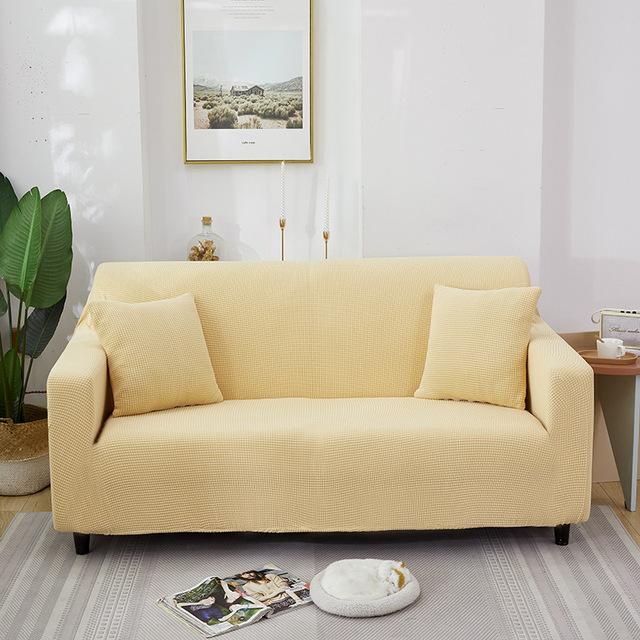 Dicke elastische Sofabezüge Überwürfe für das Wohnzimmer Dehnbarer Polarfleece Sesselbezug 1 2 3 4-Sitzer L-Form Ecksofa-Abdeckungen für Zuhause 1pc 1-Seat 90-140cm beige