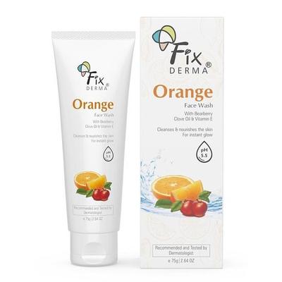 Fixderma Orange Face Wash with Vitamin E & Bearberry| Mýdlo na obličej pro mastnou pleť (Všechny typy pleti) | Sprej na obličej pro ženy a muže - 75 g