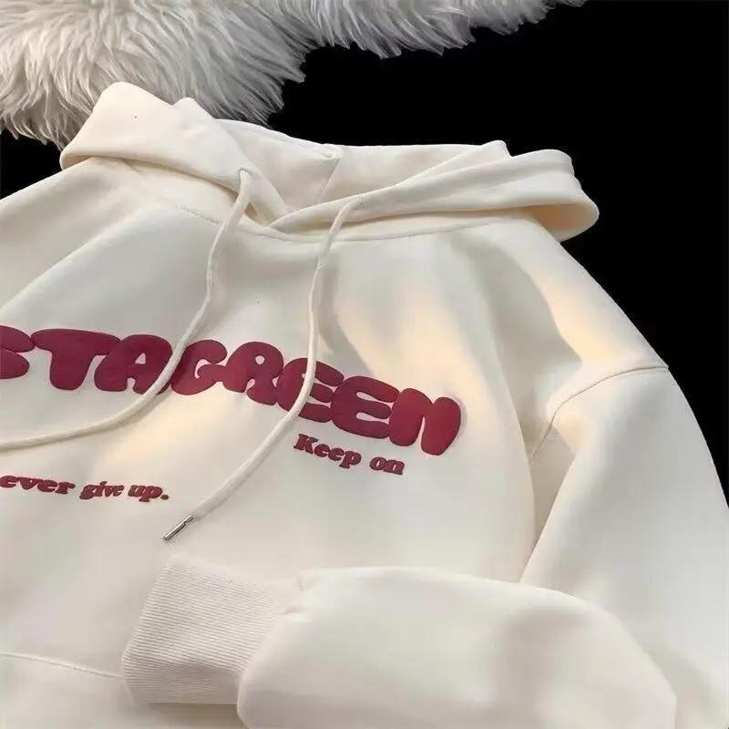 Amerikanischer Stil Vintage Trendiges Dünnes Kapuzensweatshirt Langarm Für Herren Frühling Herbst Schwergewicht Übergröße Top Kleidung