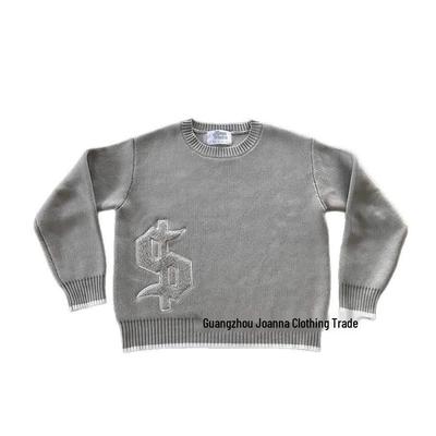 Unisex Europäischer Stickerei Lockerer Strickpullover – High Street Jacquard-Design, Rundhalsausschnitt, Herbst/Winter Kollektion