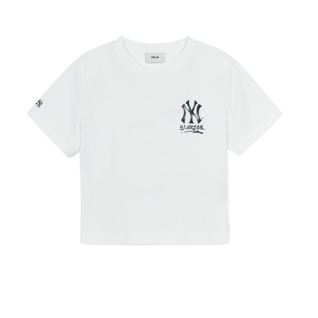 MLB New York Yankees Fashionable Simple Comfortable Aesthetic Solid Color Moisture-Wicking Short Sleeve Regular T-Shirt Women Tops 3FTSB5153-50WHS