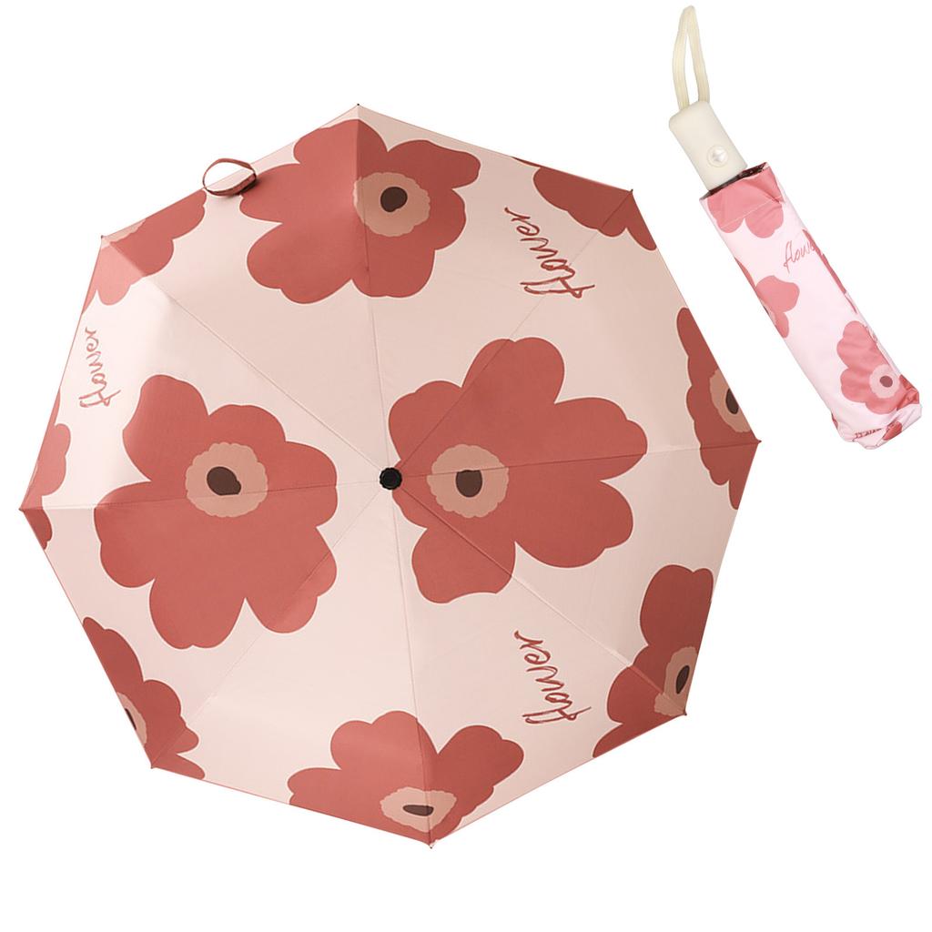 Flower Pattern Folding Umbrella UV Protection Foldable Rain Shine Dual Use Sun Umbrella for