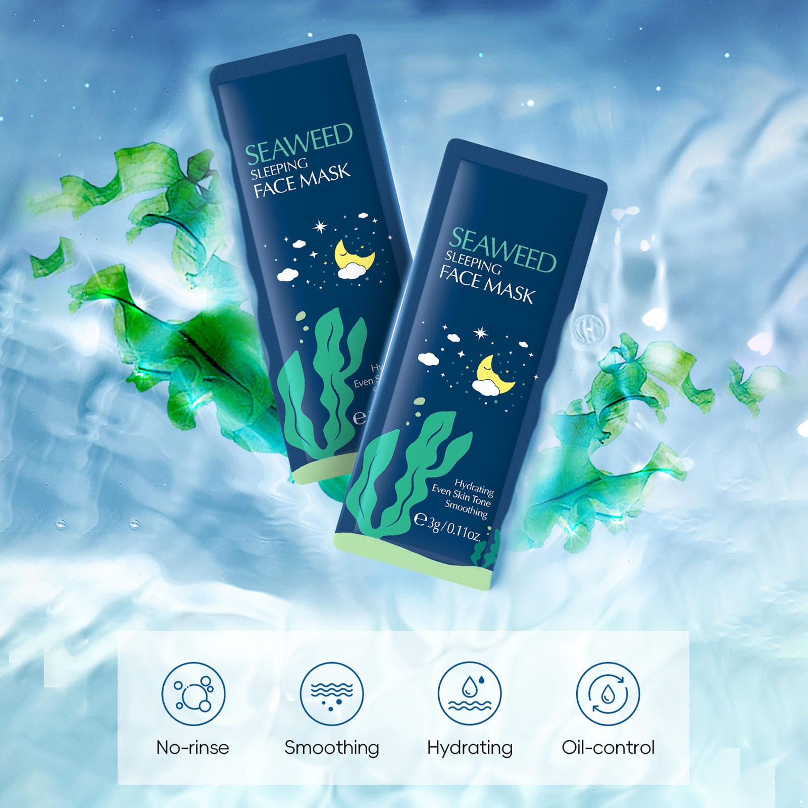 

15Pcs Hydrating Overnight Face Mask with Seaweed and Botanical Extracts Deep Nourishing Moisturizer for Glowing Skin Gentle Plant Based One Size синій
