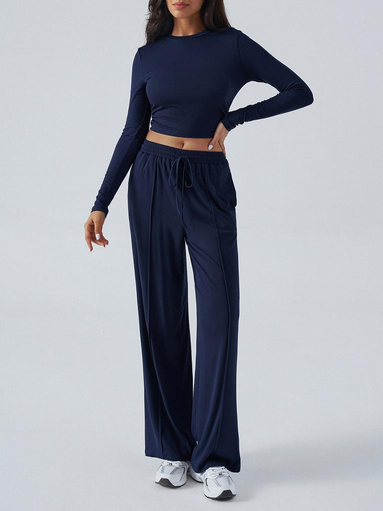 Pure Color Casual Pants For Women With Wide Leg Design For Autumn Winter Comfort