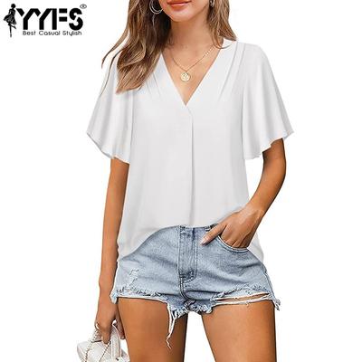 Women's Fashion Casual Summer Spring Solid Color Print Short Sleeve O-Neck Blouses & Shirts